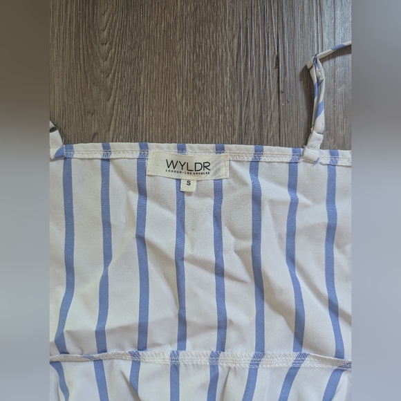 Blue and White Stripe Crop Top - WYLDR small - Picture 3 of 4